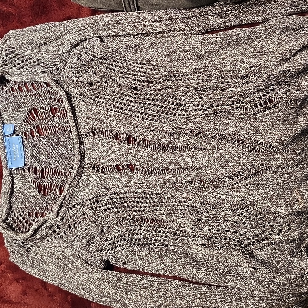 Vera Wang Textured Gray Women's Knit Sweater